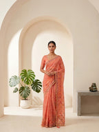Kota Silk Saree with Heavy C-Pallu Coding & Gota Work