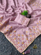 Kota Silk Saree with Heavy C-Pallu Coding & Gota Work